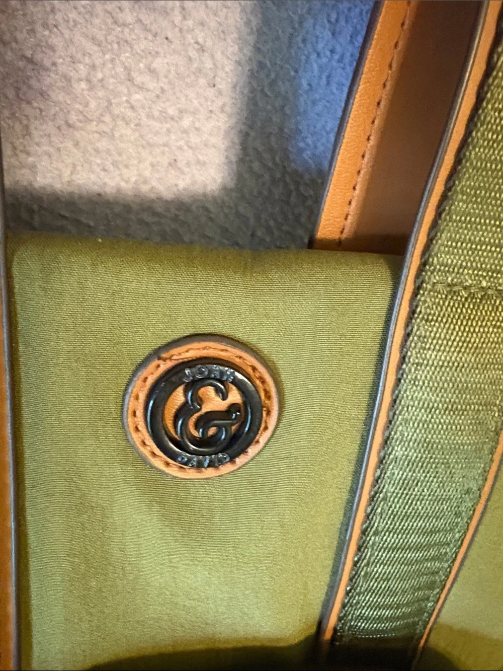 Joan & David Olive Green Backpack with Tan Trim